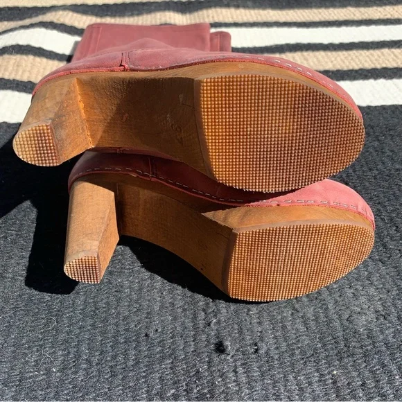 Sanita Plum Suede Wooden Clog Tall Boots size 6.5 - Picture 6 of 9